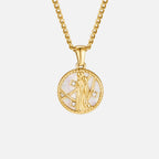 Witte Shell Zodiac Coin Ketting