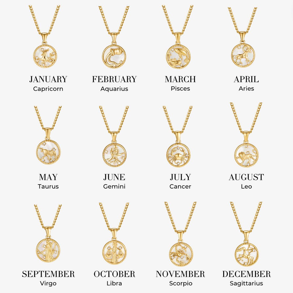 Witte Shell Zodiac Coin Ketting