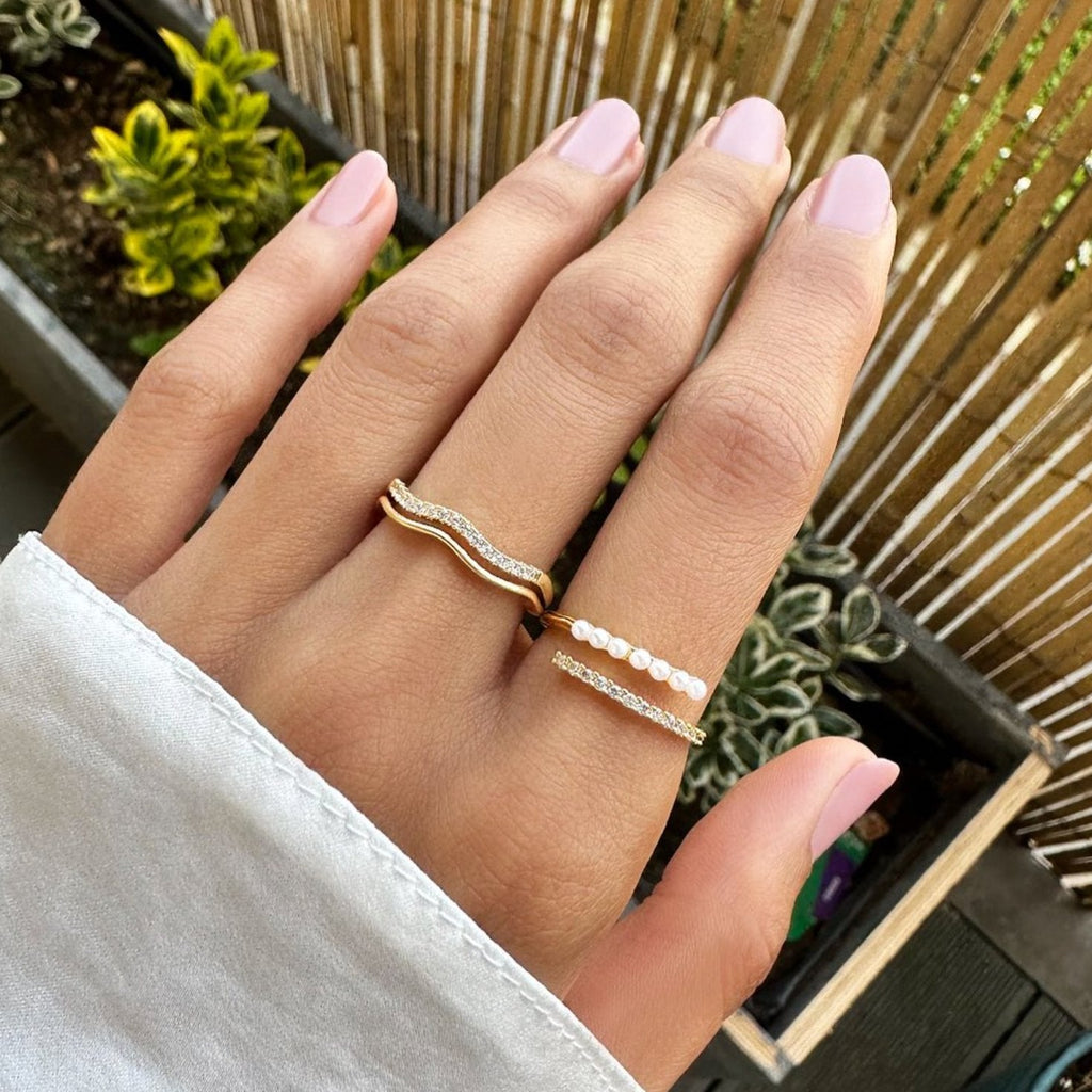 Parel & Kristallen Wikkel Ring