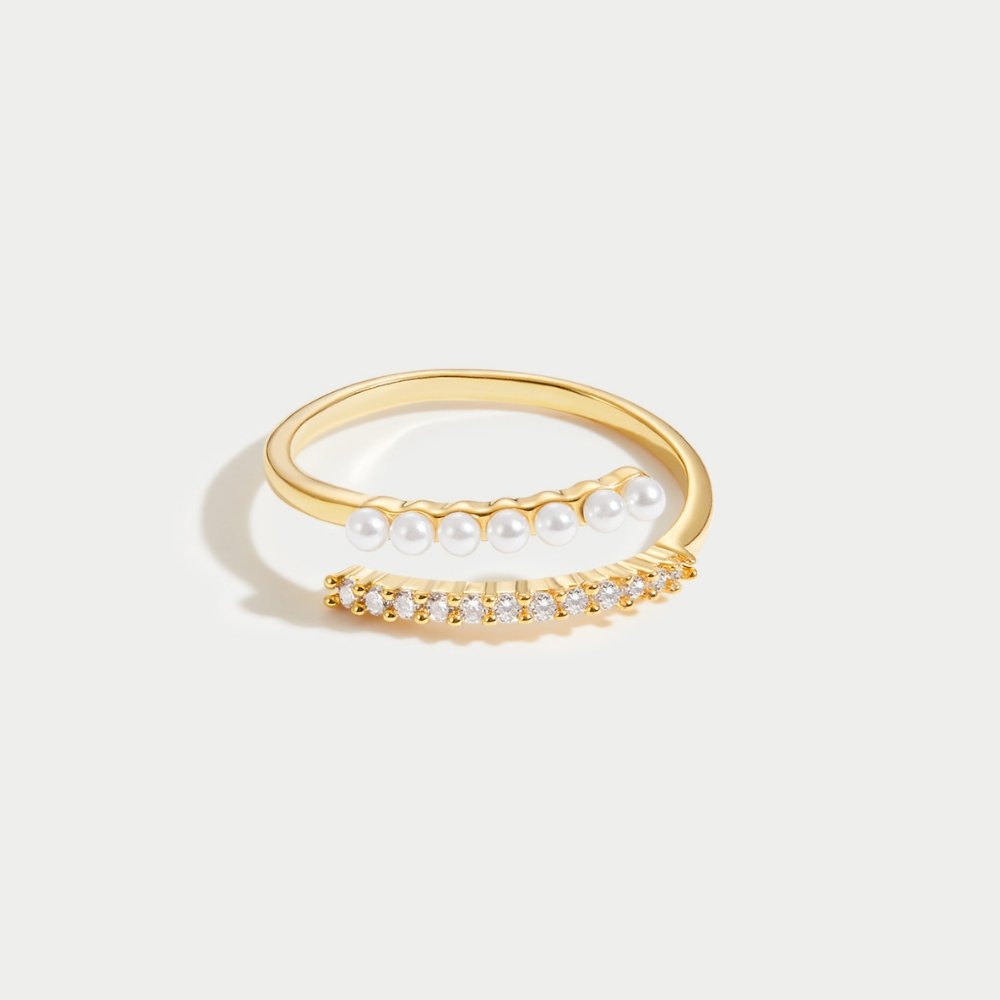 Parel & Kristallen Wikkel Ring