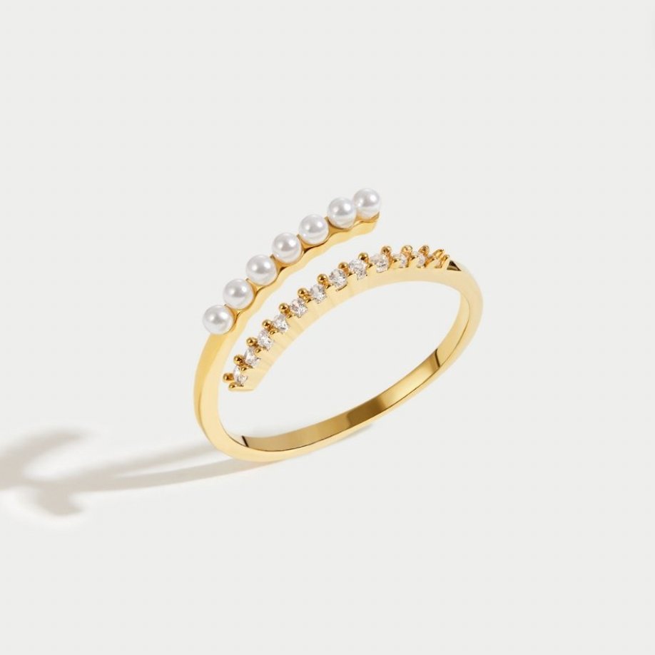 Parel & Kristallen Wikkel Ring
