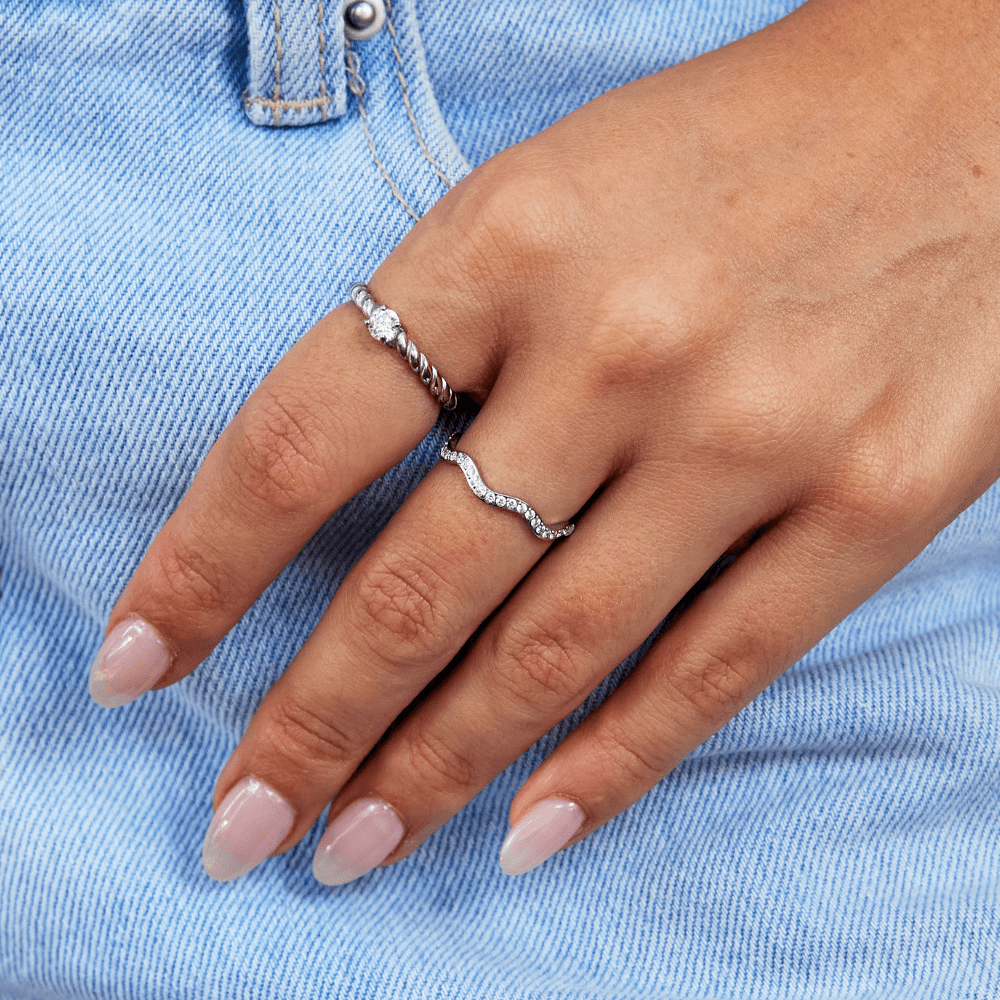 Zenya Kristallen & Zilveren Wave Ring Secundaire afbeelding